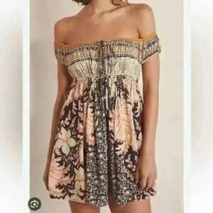 Free People Off-Shoulder Floral Mini Dress - Yellow, Cream, Black